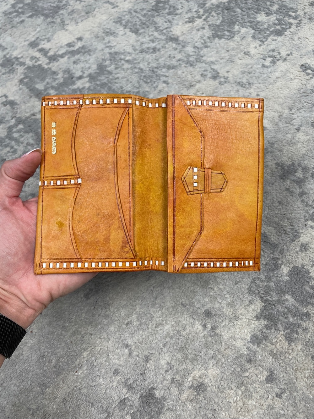 Vintage Leather Bifold 22 Carats Florentine Wallet Bohemian - Picture 4 of 12